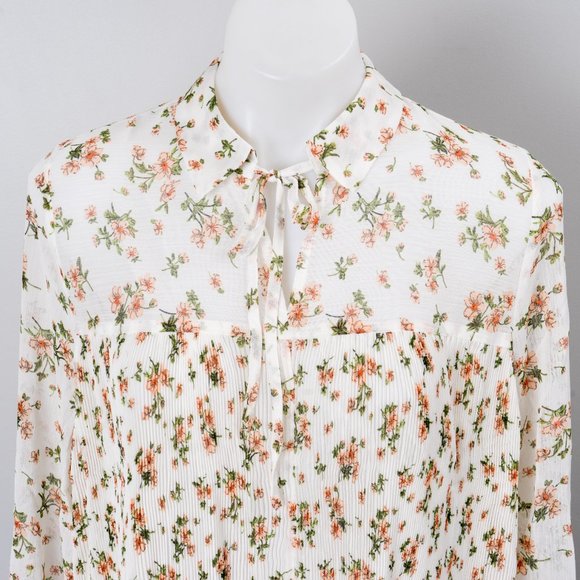 NWT Blush Poppy Pleated Poet-Sleeve Swing Top - M - Picture 5 of 8